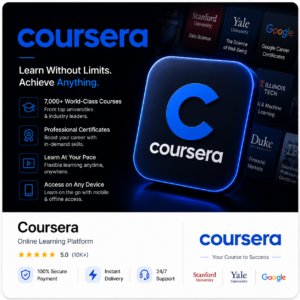 Buy Coursera Premium in Pakistan with instant delivery, secure premium access, affordable pricing, and 24/7 support.